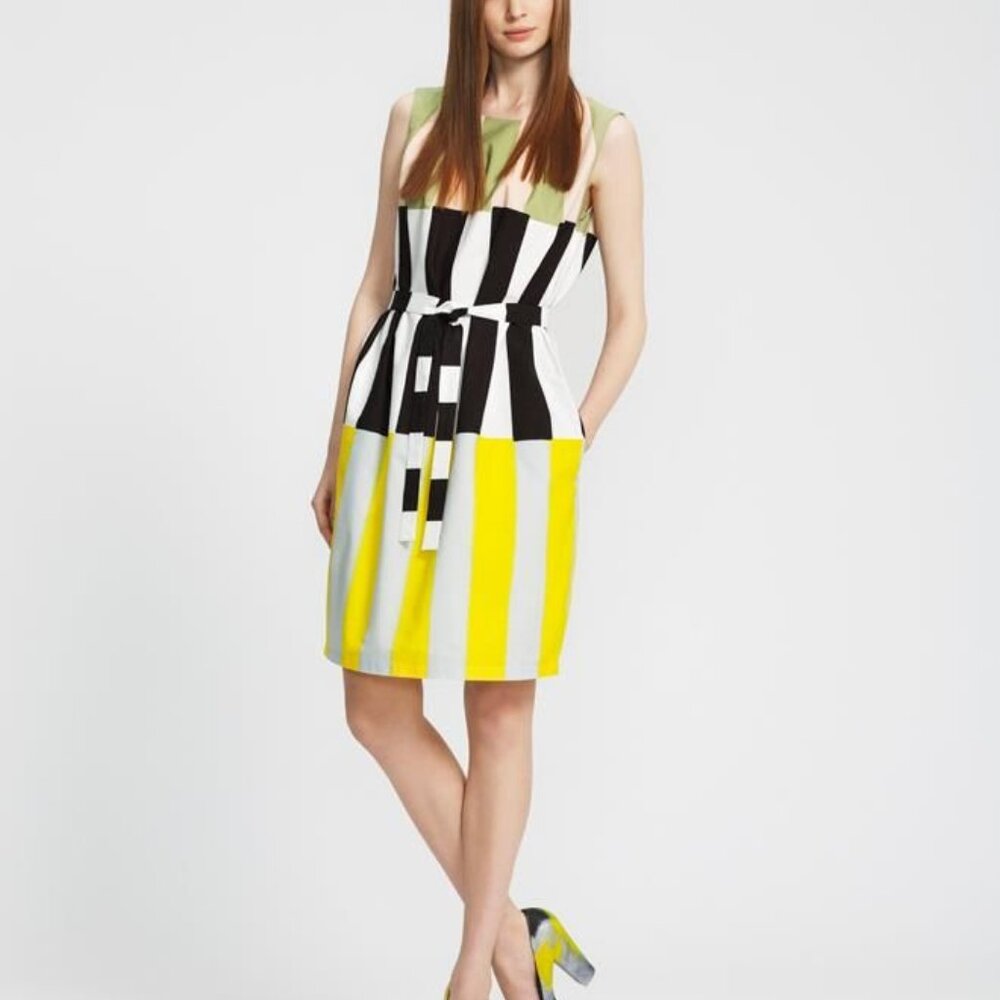 Marimekko Chic Striped Sleeveless Shift Dress